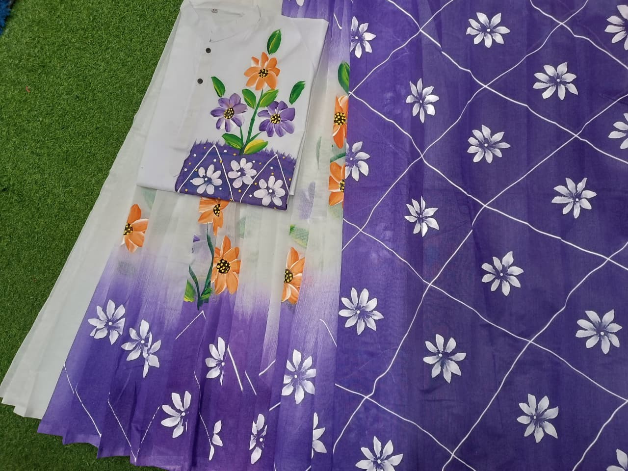 Hand Print Half Silk Couple Dress