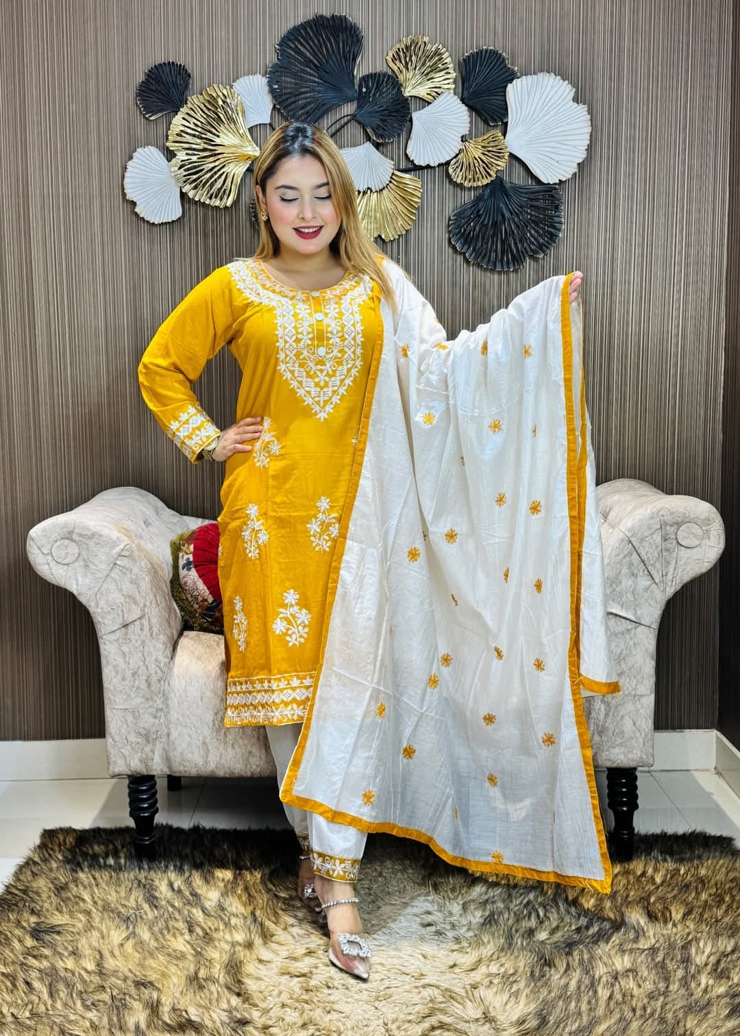 Embroidery Cotton Three Piece