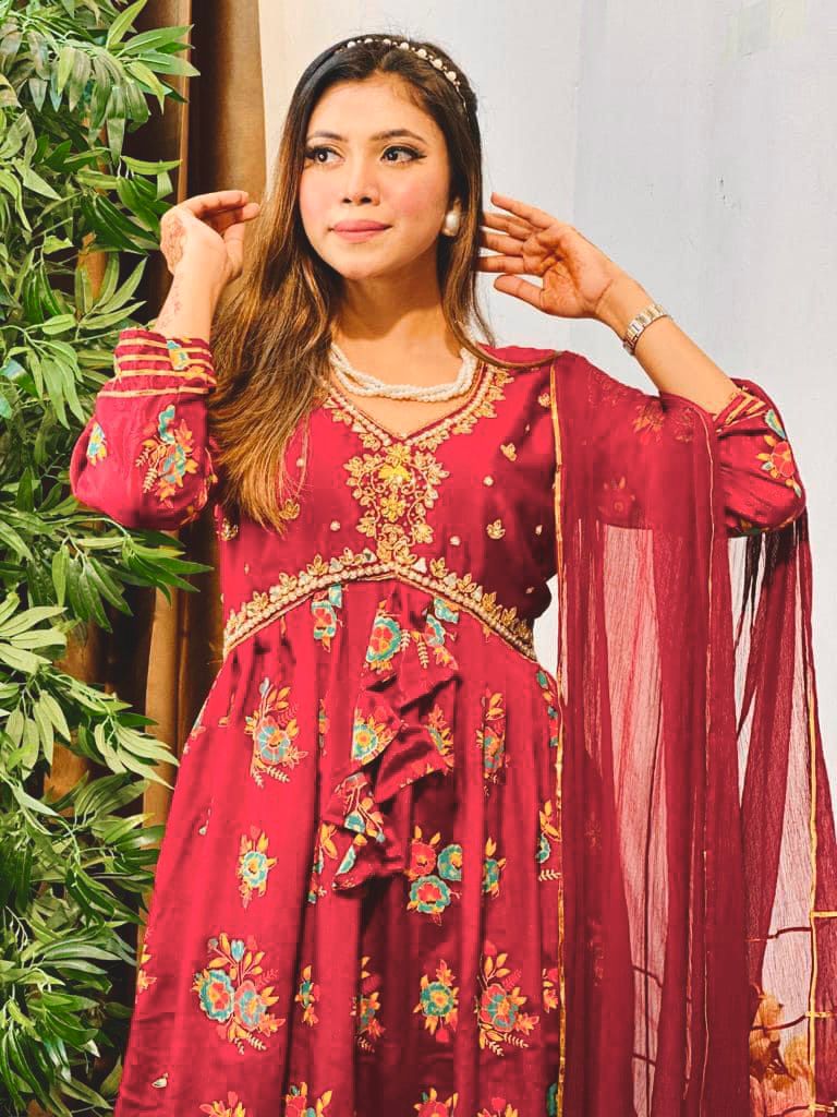 Indian moslin silk febric two peace